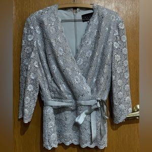 Alex Evenings Silver Evening Top